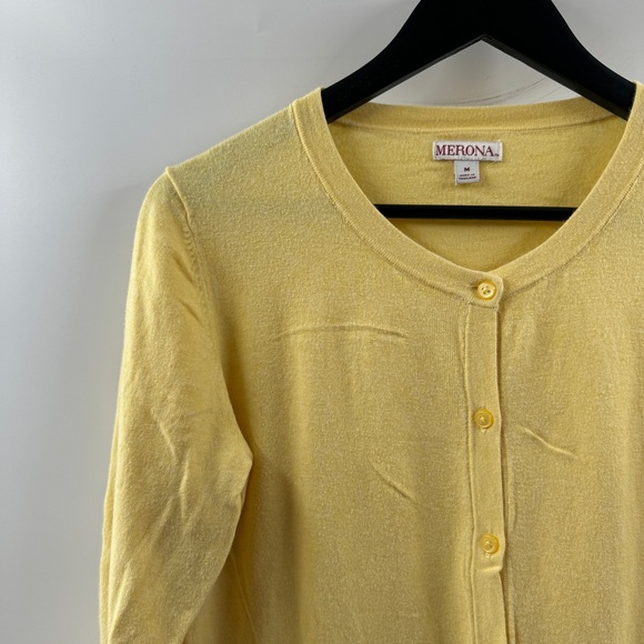 Merona Yellow Button Front Cardigan Size Medium - Picture 2 of 8